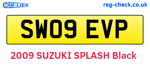SW09EVP are the vehicle registration plates.