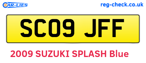SC09JFF are the vehicle registration plates.