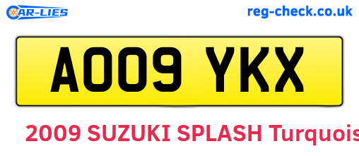AO09YKX are the vehicle registration plates.