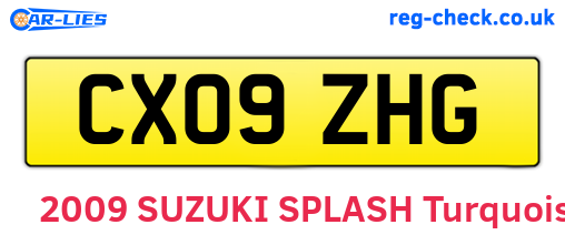 CX09ZHG are the vehicle registration plates.