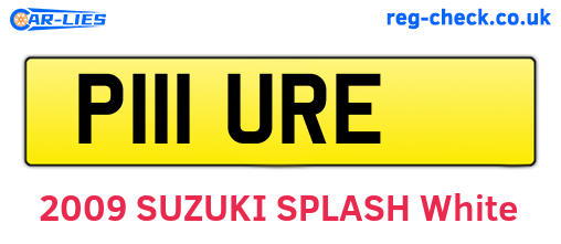 P111URE are the vehicle registration plates.
