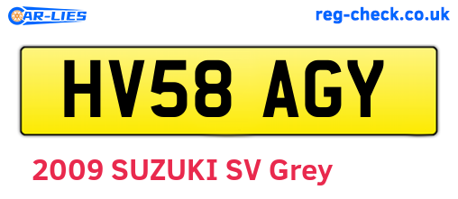 HV58AGY are the vehicle registration plates.