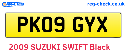 PK09GYX are the vehicle registration plates.