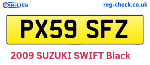 PX59SFZ are the vehicle registration plates.