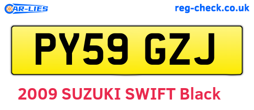 PY59GZJ are the vehicle registration plates.