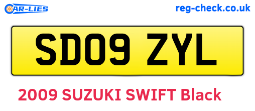 SD09ZYL are the vehicle registration plates.