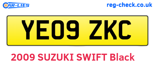 YE09ZKC are the vehicle registration plates.