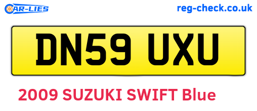 DN59UXU are the vehicle registration plates.