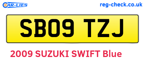 SB09TZJ are the vehicle registration plates.