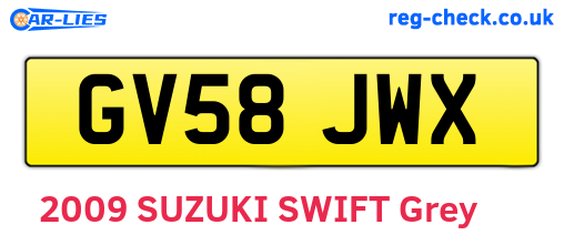 GV58JWX are the vehicle registration plates.