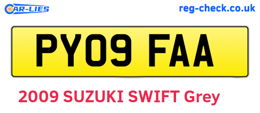 PY09FAA are the vehicle registration plates.