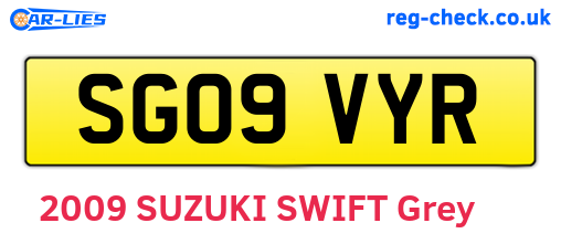 SG09VYR are the vehicle registration plates.