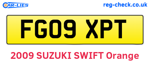 FG09XPT are the vehicle registration plates.