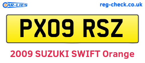 PX09RSZ are the vehicle registration plates.