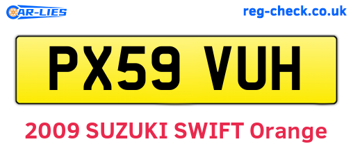 PX59VUH are the vehicle registration plates.