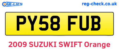 PY58FUB are the vehicle registration plates.