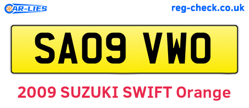 SA09VWO are the vehicle registration plates.