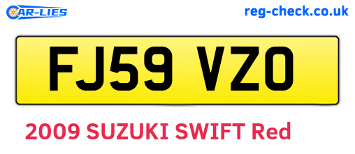 FJ59VZO are the vehicle registration plates.