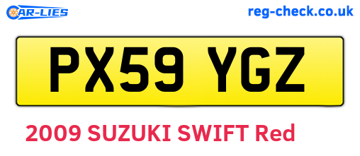 PX59YGZ are the vehicle registration plates.