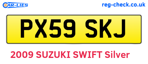 PX59SKJ are the vehicle registration plates.