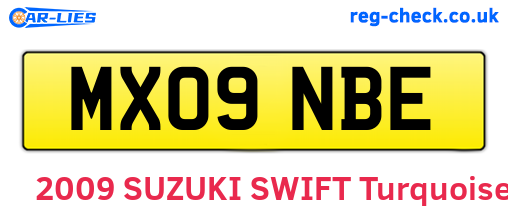 MX09NBE are the vehicle registration plates.