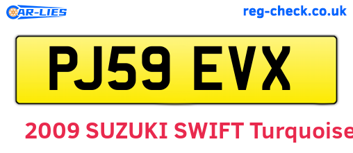 PJ59EVX are the vehicle registration plates.