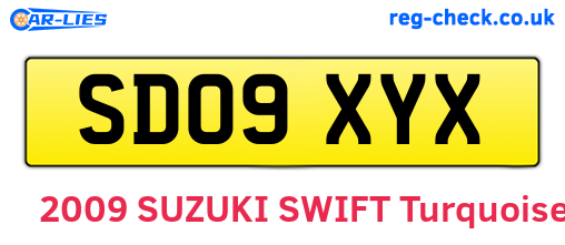 SD09XYX are the vehicle registration plates.