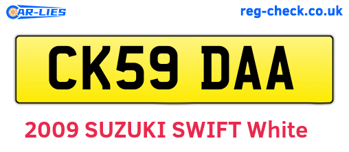 CK59DAA are the vehicle registration plates.