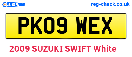 PK09WEX are the vehicle registration plates.