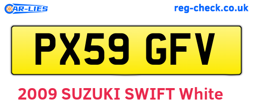 PX59GFV are the vehicle registration plates.