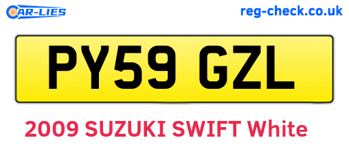 PY59GZL are the vehicle registration plates.