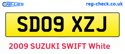 SD09XZJ are the vehicle registration plates.