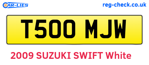 T500MJW are the vehicle registration plates.