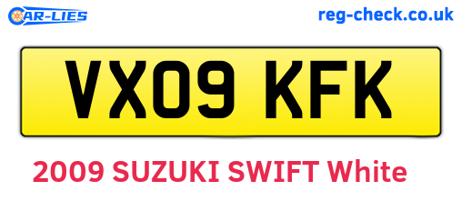VX09KFK are the vehicle registration plates.