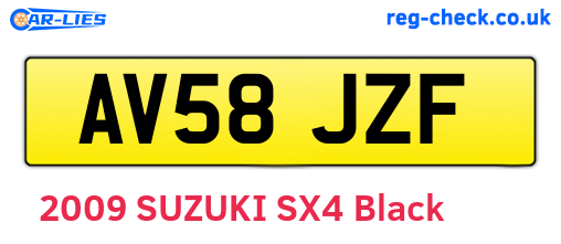 AV58JZF are the vehicle registration plates.