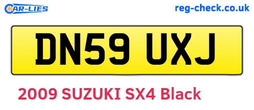 DN59UXJ are the vehicle registration plates.
