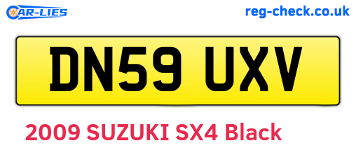 DN59UXV are the vehicle registration plates.