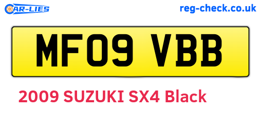 MF09VBB are the vehicle registration plates.