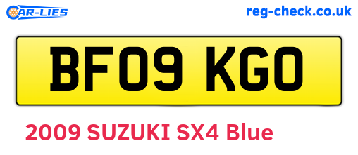 BF09KGO are the vehicle registration plates.