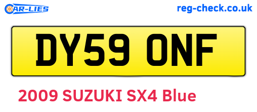 DY59ONF are the vehicle registration plates.