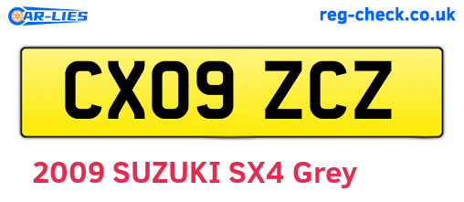CX09ZCZ are the vehicle registration plates.