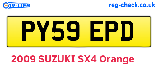 PY59EPD are the vehicle registration plates.