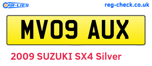 MV09AUX are the vehicle registration plates.
