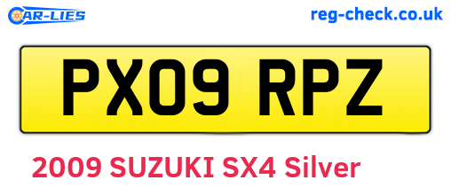 PX09RPZ are the vehicle registration plates.