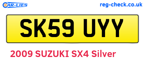 SK59UYY are the vehicle registration plates.