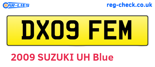 DX09FEM are the vehicle registration plates.