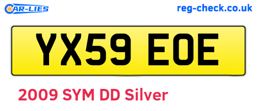 YX59EOE are the vehicle registration plates.
