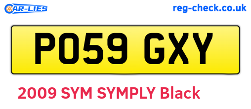 PO59GXY are the vehicle registration plates.