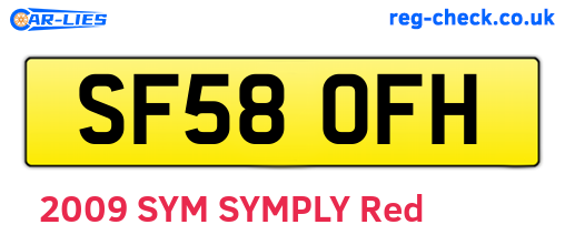 SF58OFH are the vehicle registration plates.