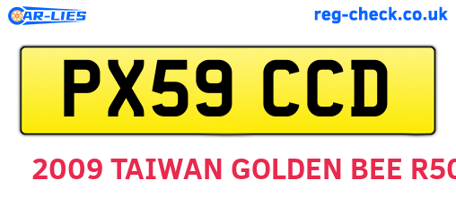PX59CCD are the vehicle registration plates.